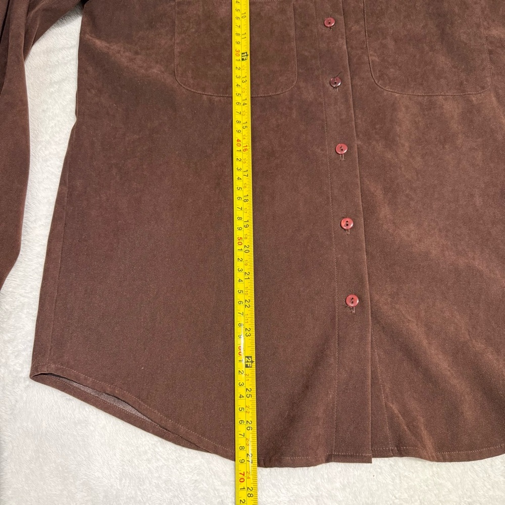 CB Carry Back Brown Faux Suede Button Down‎ Shirt | Size 6 - Picture 8 of 8